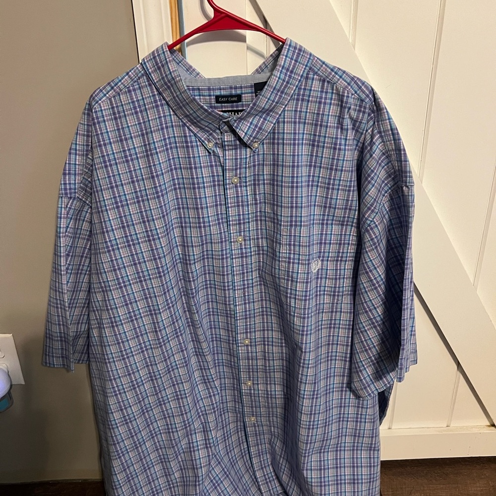 Chaps Men's Blue and White Checkered Shirt